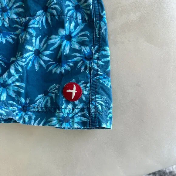 Relwen Blue Floral Pattern Trunks.Size 38